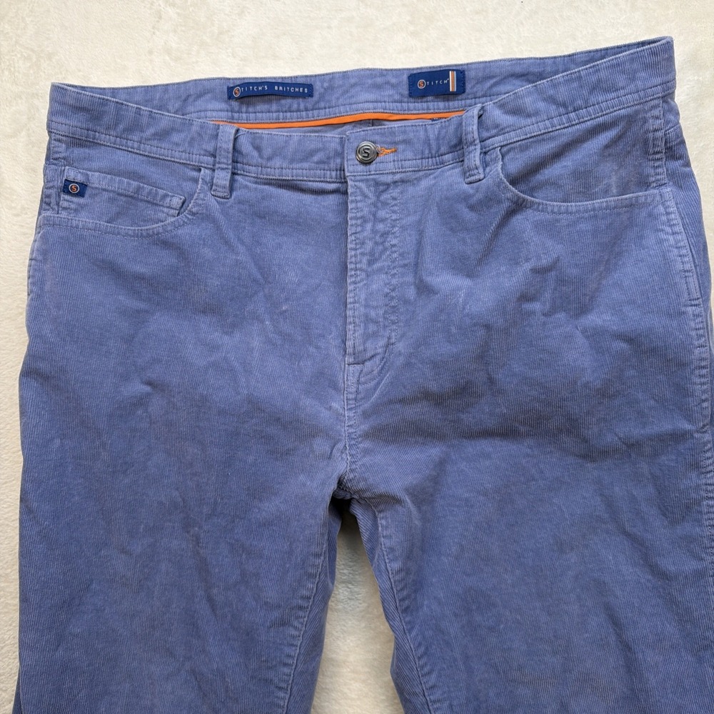 Stitch Golf Corduroy Pants Men 38x30 Blue Stretch Casual Preppy Slim Fit